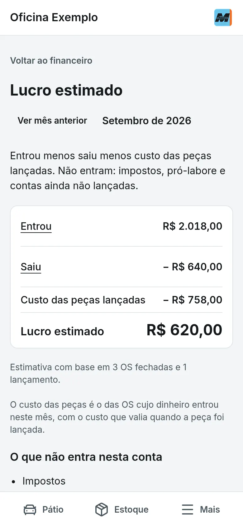Quanto sobrou, com a conta aberta